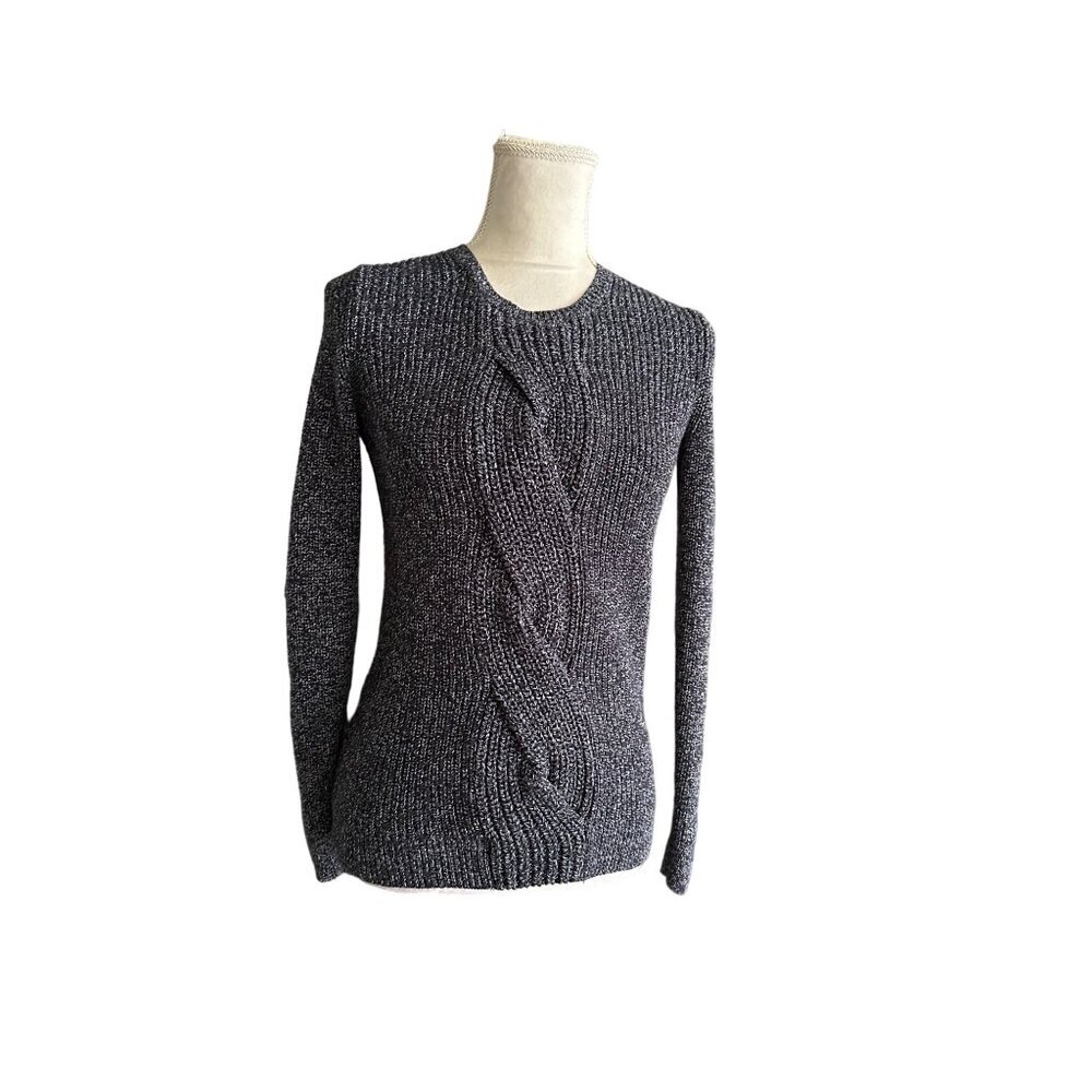 Talbots Petite Cable Twist Knit Sweater Long Sleeve Ribbed Gray Size P